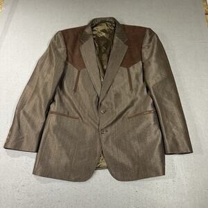 Circle S Mens Boise Western Sport Coat 42R Blazer Yoke Brown Cowboy